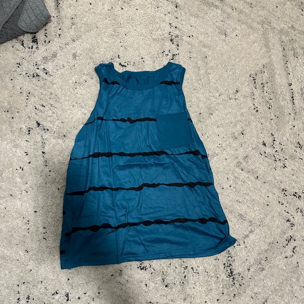 Blue and Black Striped Tank Top